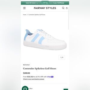REDVANLY CONTENDER White and Blue Spikeless Golf Shoes
